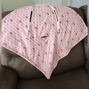 Car Seat Swaddle-Fuzzy, Pink Elephant Print